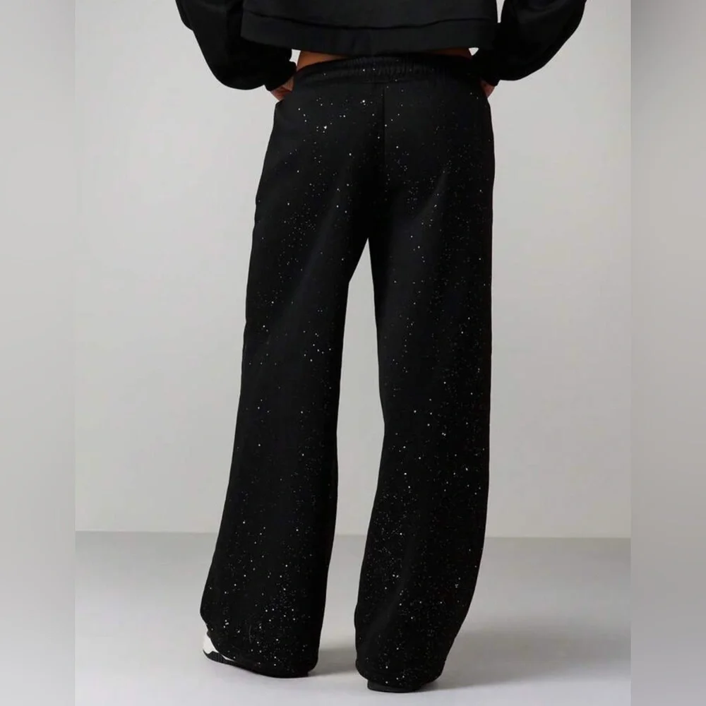 NWTS MISSGUIDED Sparkly Wide Leg Jogger Sweatpants With Glitter - Picture 3 of 4